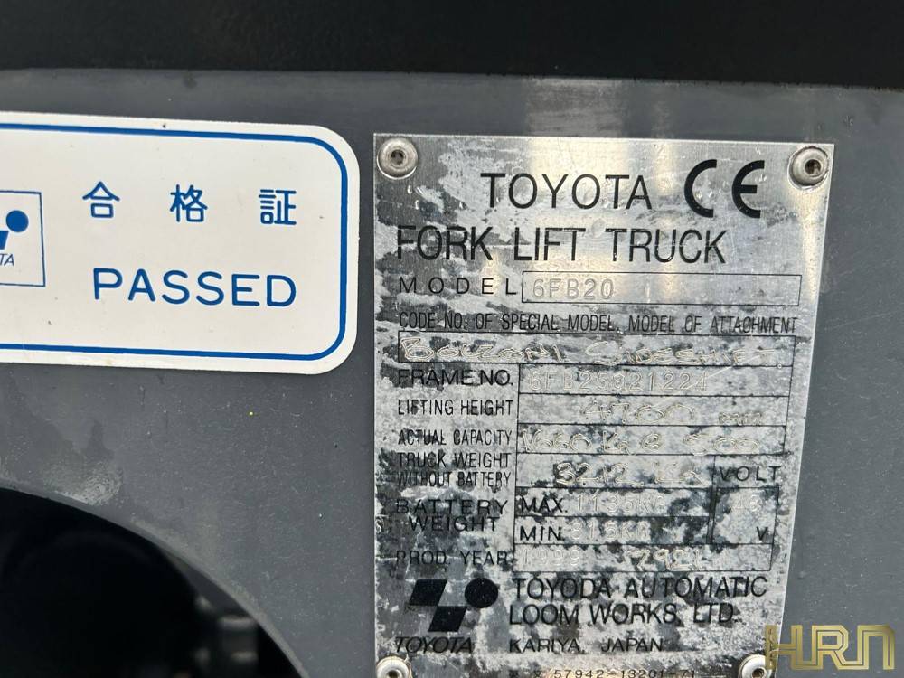 Toyota 2 tonne Electric Forklift (1999) 12012353 - Image 11